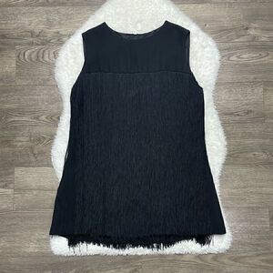 Paris France Fringe Top Black Size M Sleeveless Le Signe de Paris Made in France